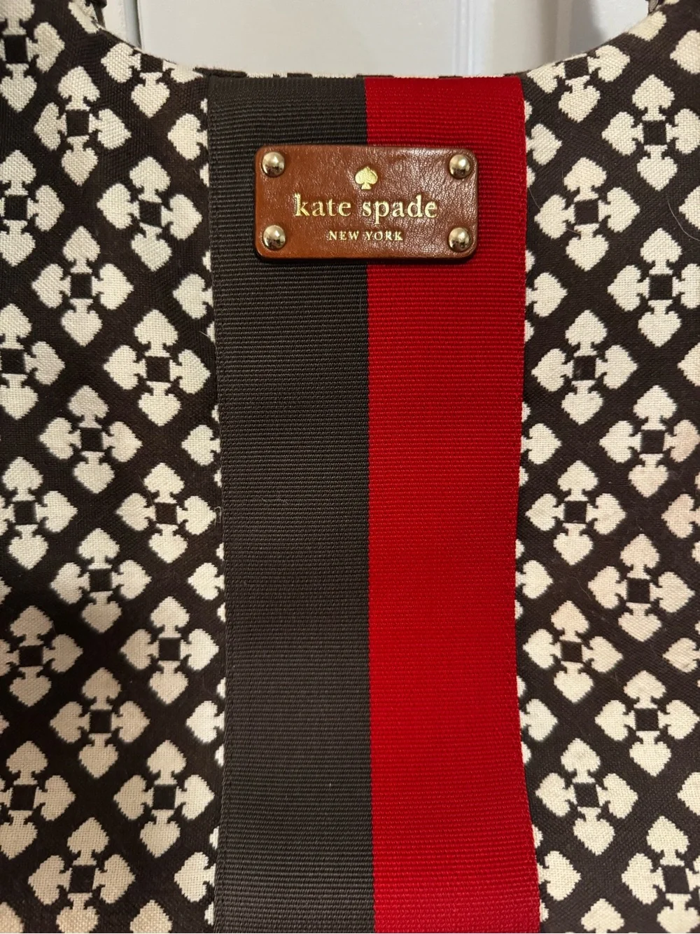 kate spade Brown & White Spade Logo Patterned Shoulder Bag
